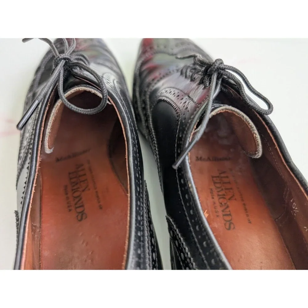 Allen Edmonds McAllister Wingtip Oxford Black Leather USA 10.5 C Dress Shoes